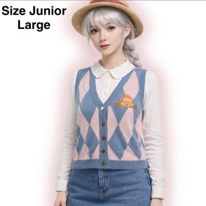 Studio Ghibli Howl's Moving Castle Calcifer Argyle Crop Sweater Vest